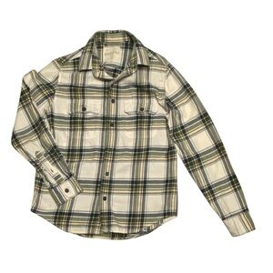 Aeropostal Cream Grey Blue Flannel‎ Over Shirt Sz S
